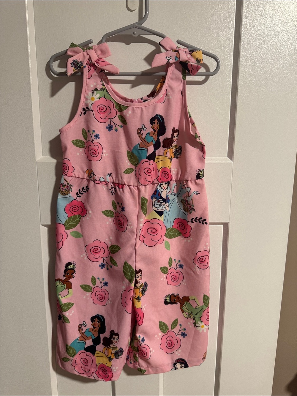 Princess Pink Floral Tie-Shoulder Romper